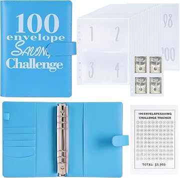 NICOOTH Money Saving Binder 100 Envelope Savings Challenge Book Save $5050 | Budget & Money For Vacations Emergency Funds Holiday Shopping