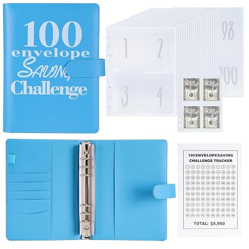 NICOOTH 100 Envelopes Money Saving Binder A5 Savings Challenge Book Easy and Fun Way to Save $5050