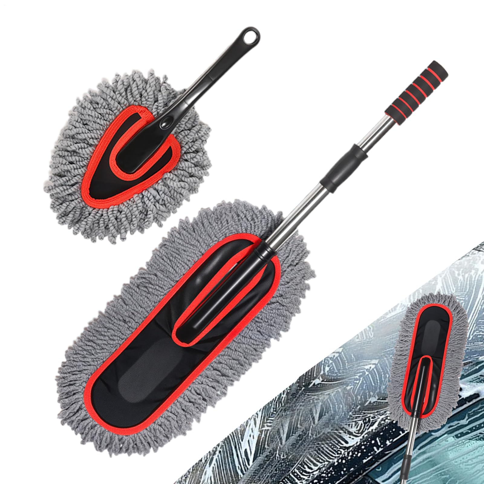 Brosse de lavage de voiture extensible avec poils extra doux pour nettoyage intérieur et extérieur