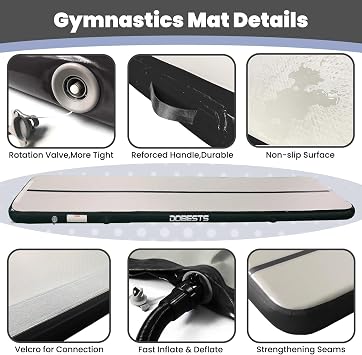 DOBESTS Inflatable Air Gymnastics Mat 6.6/10/13/16/20 ft with 4/8 in Home
