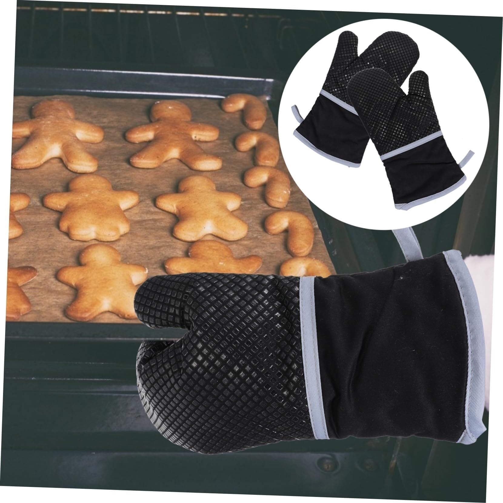 Rękawice do Pieczenia, 1 Para Silikonowych Rękawic Kuchennych, Odpornych Na Ciepło, Odpowiednich Do Pieczenia I Gotowania Idealne do Gotowania(Black)