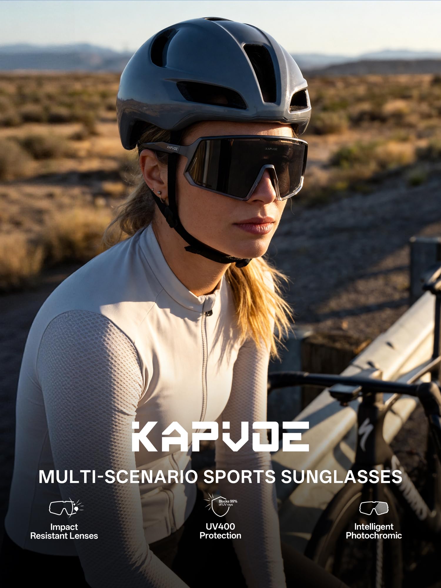 KAPVOE Anti-Beschlag Selbsttönend Fahrradbrille Herren Damen Photochrome Schnelle Brille Sport Sonnenbrille Klar Rennrad Brille Radbrille Sportbrille MTB K164 - 4