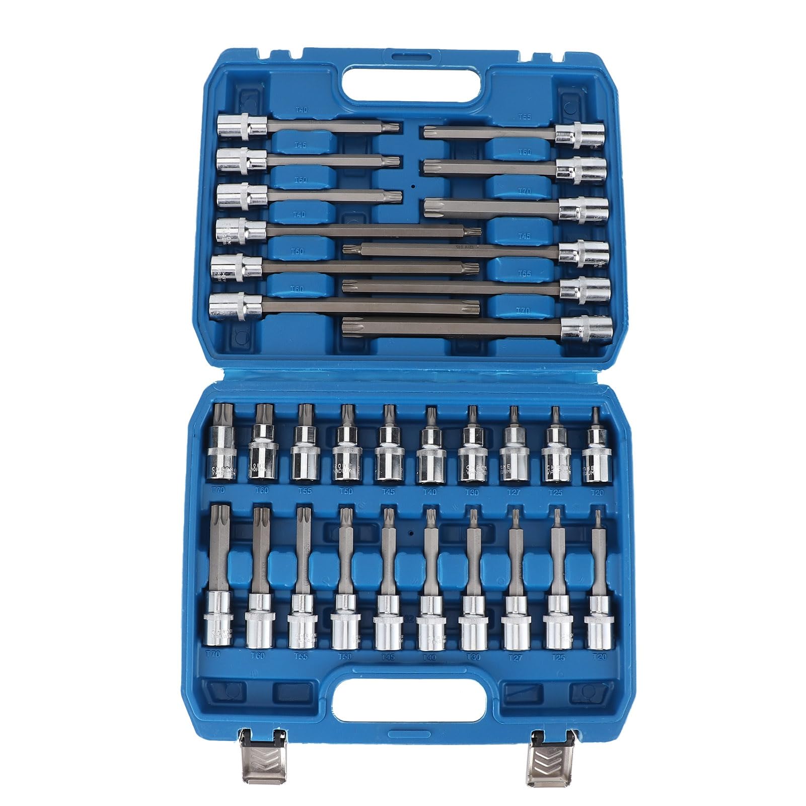 Brocas Hexagonales de 32 Piezas, Acero Al Cromo Vanadio con Accionamiento Cuadrado de 1/2 Pulgada, con Caja de Herramientas, para Reparación de Automóviles y Uso Doméstico