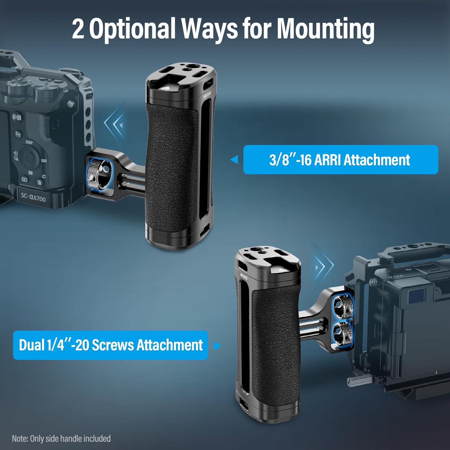SIRUI Side Handle with ARRI Locating and Dual 1/4" Screw Mount Optional and Cold Shoe Mount Camera Top Handle Bundle