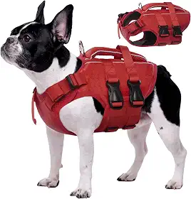 Kuoser Colete salva-vidas para cães de flutuação alta, colete salva-vidas refletivo para cães de barco, colete salva-vidas ajustável pequeno, médio grande, leve, para cães, salva-vidas, alça de