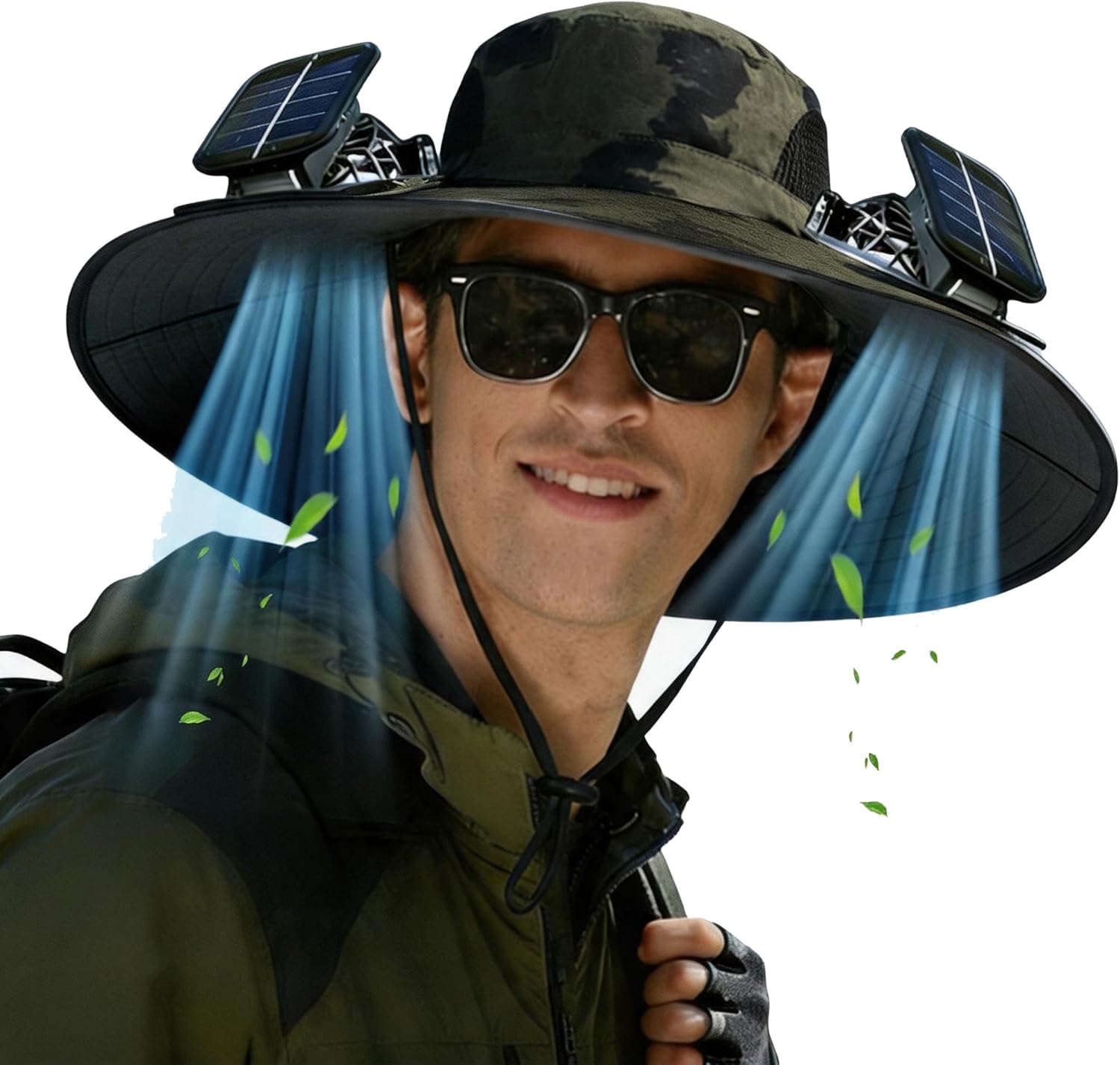 Solar Powered Hat Fan, 3-in-1 Detachable Neck Fan Hat with 3 Speed Adjustable,for Camping Hiking Fishing