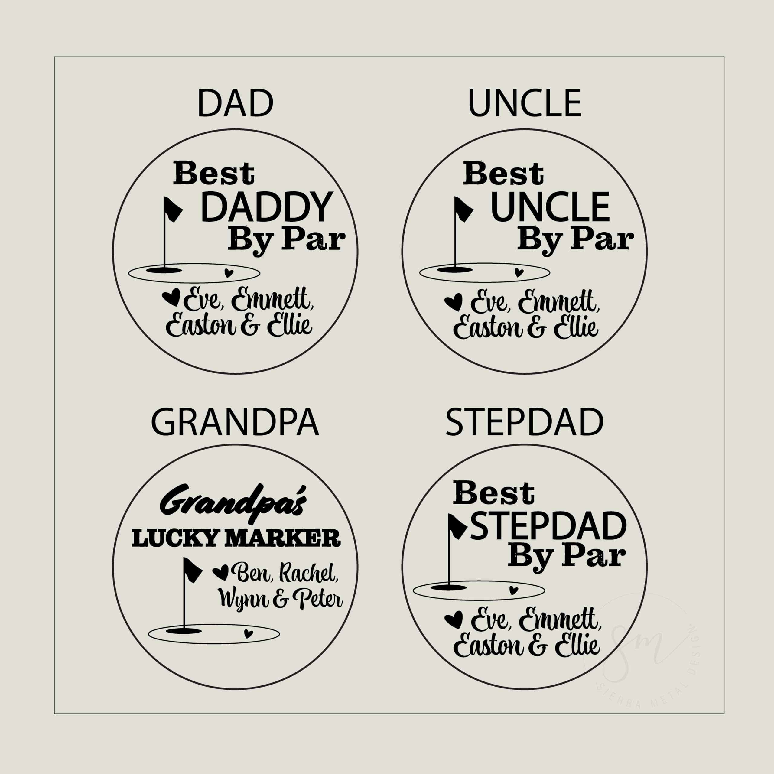 Personalized Golf Ball Marker | Personalized Golf | Dad Stepdad Grandpa Uncle | Golf Ball Marker with Kids Names | Personalized Golf Dad | 5+-NAMES-GOLF