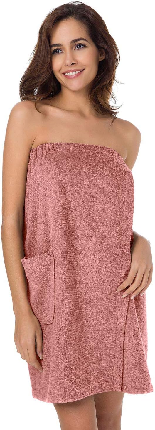 SIORO Bath Shower Wrap for Women Body Towel Wraps Spa Gym Pool Travel Bath Towels with Adjustable Closure & Pockets