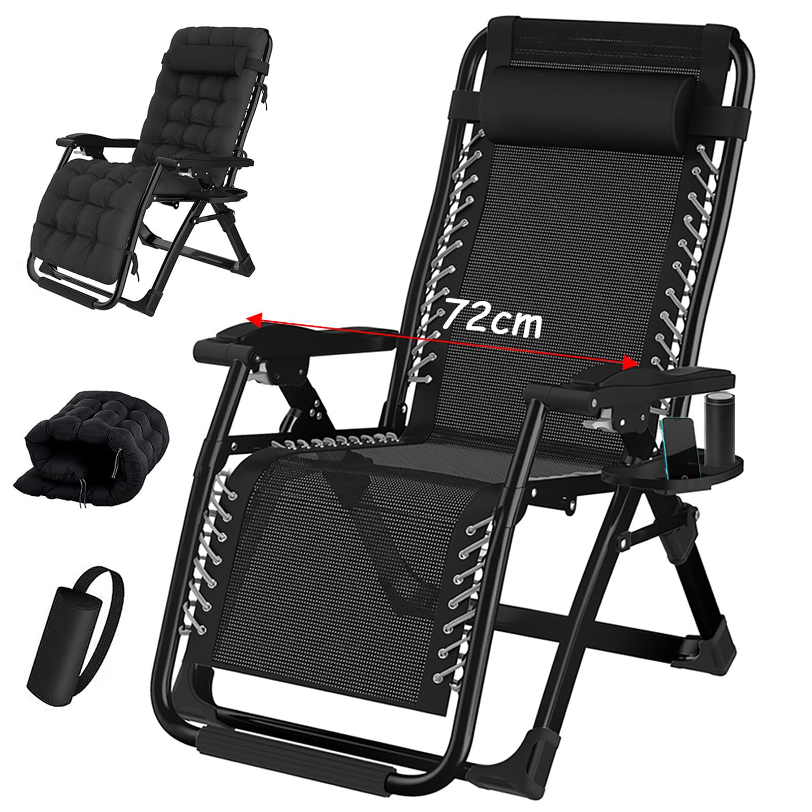 TYGYSDO Sedie A Sdraio Pieghevoli,Sdraio Da Giardino Pieghevole con Imbottita,Poltrona Relax Sdraio Zero Gravity,Sedia Giardino Da Esterno Portata 200 Kg,Sdraio con Poggiapiedi Balcone Reclinabile