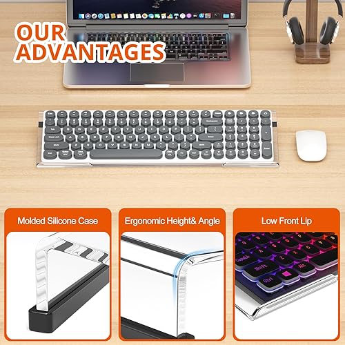 Miniatura 8 de Soporte para teclado de computadora Richboom, soporte para teclado de PC inclinable con elevación para escritura ergonómica fácil, bandeja para