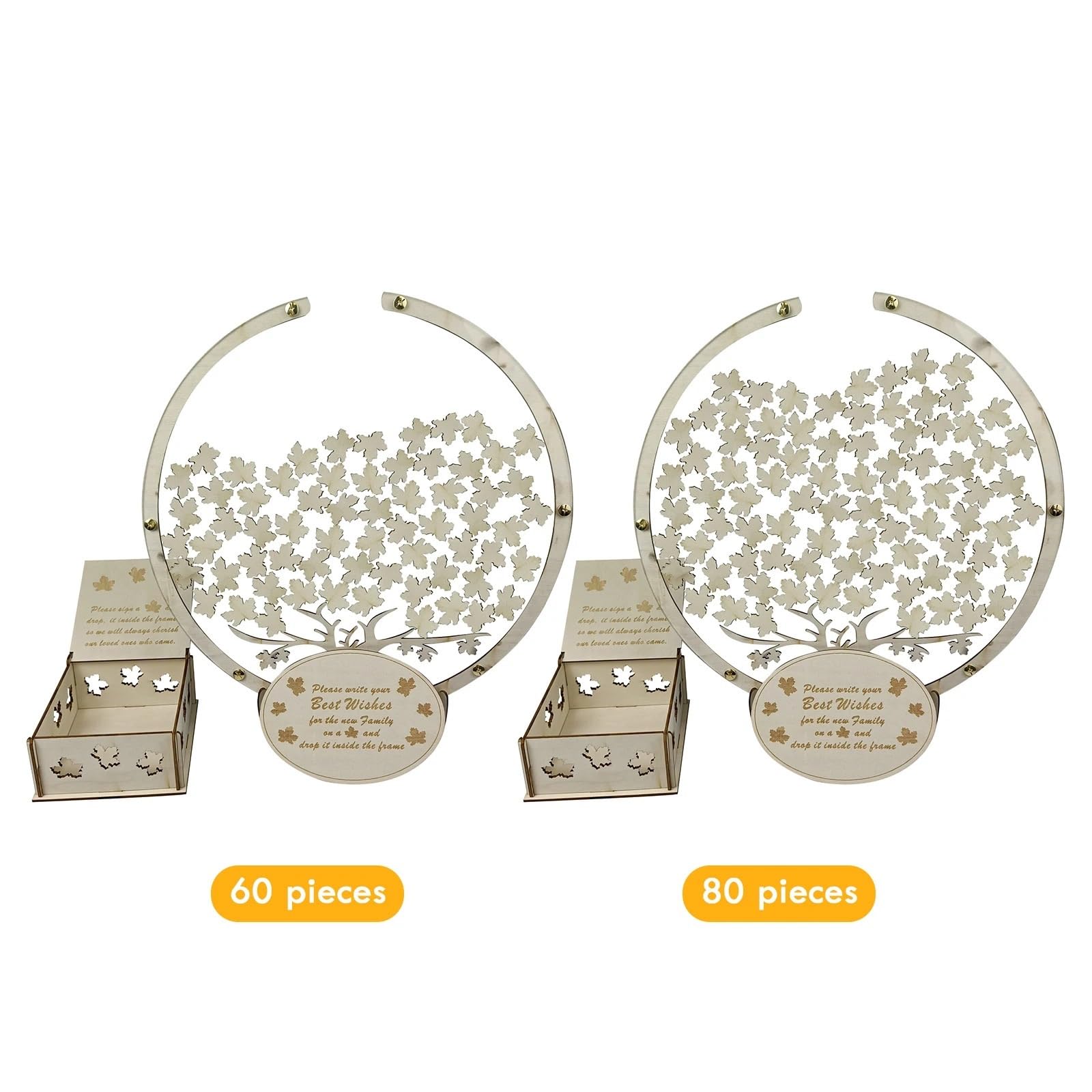 Scatola Porta Buste Matrimonio Scatole for ospiti in legno con 60/80 pezzi di foglie d'acero Scatola for messaggi di auguri Souvenir fai da te Ornamenti Decorazioni for ricevimenti di nozze(60 pieces)