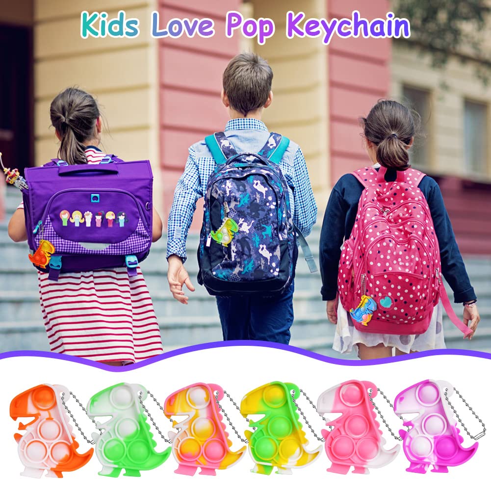 Ainiv Pop Fidget It Toy, 46Pcs Silicona Fidget Juguete Llavero,Colorido Dinosaurio Squeeze Pop Bubble Fidget Juguetes Sensoriales para TDAH, Alivio del Estrés Autismo, para Niños Adultos（12Colores） — view 6