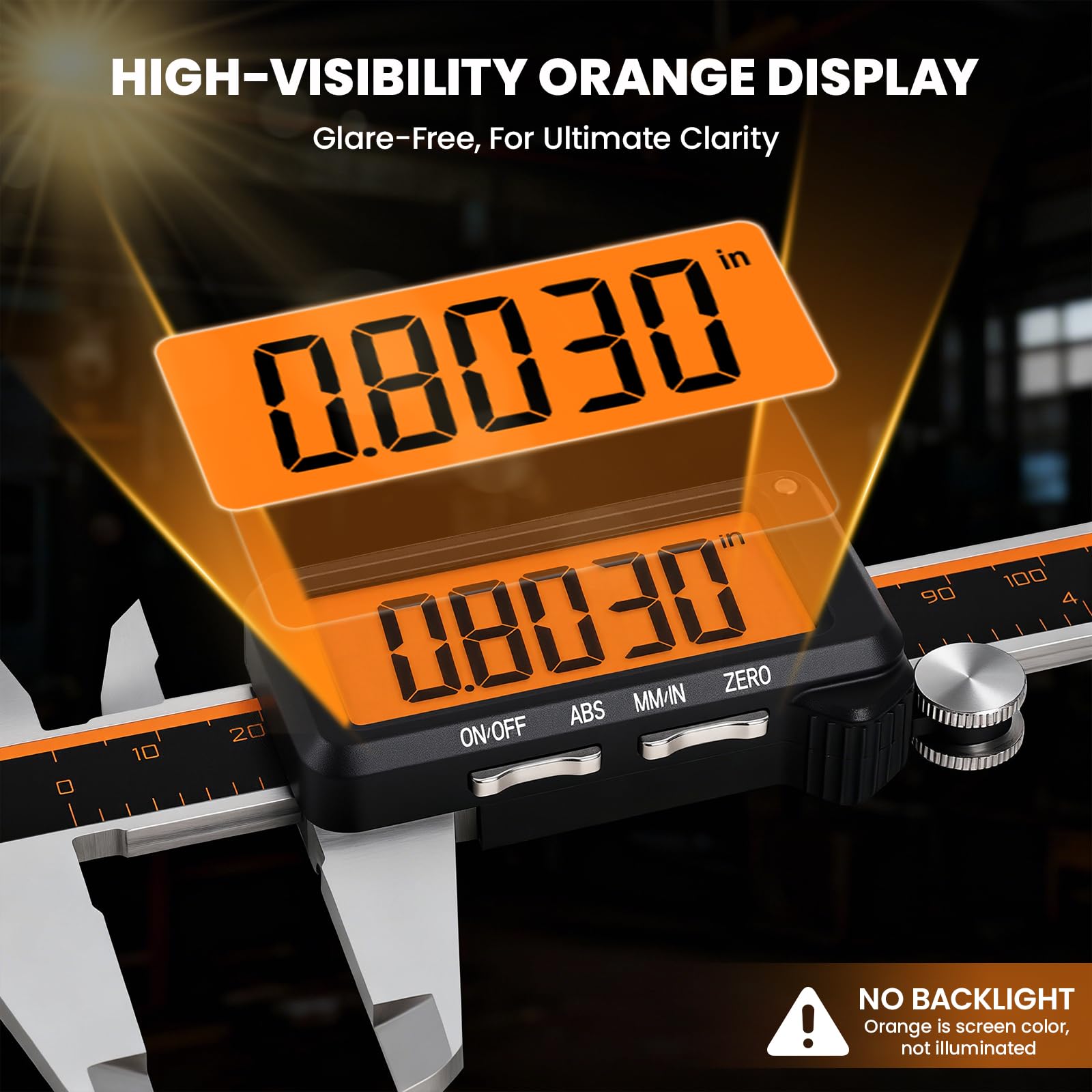 HARDELL Digital Caliper, Rechargeable Digital Caliper with Large Orange Screen - Anti-Glare LCD & ABS Function, Auto-Off Digital Micrometer, Inch/Metric Stainless Steel Micrometer for DIY, Workshop