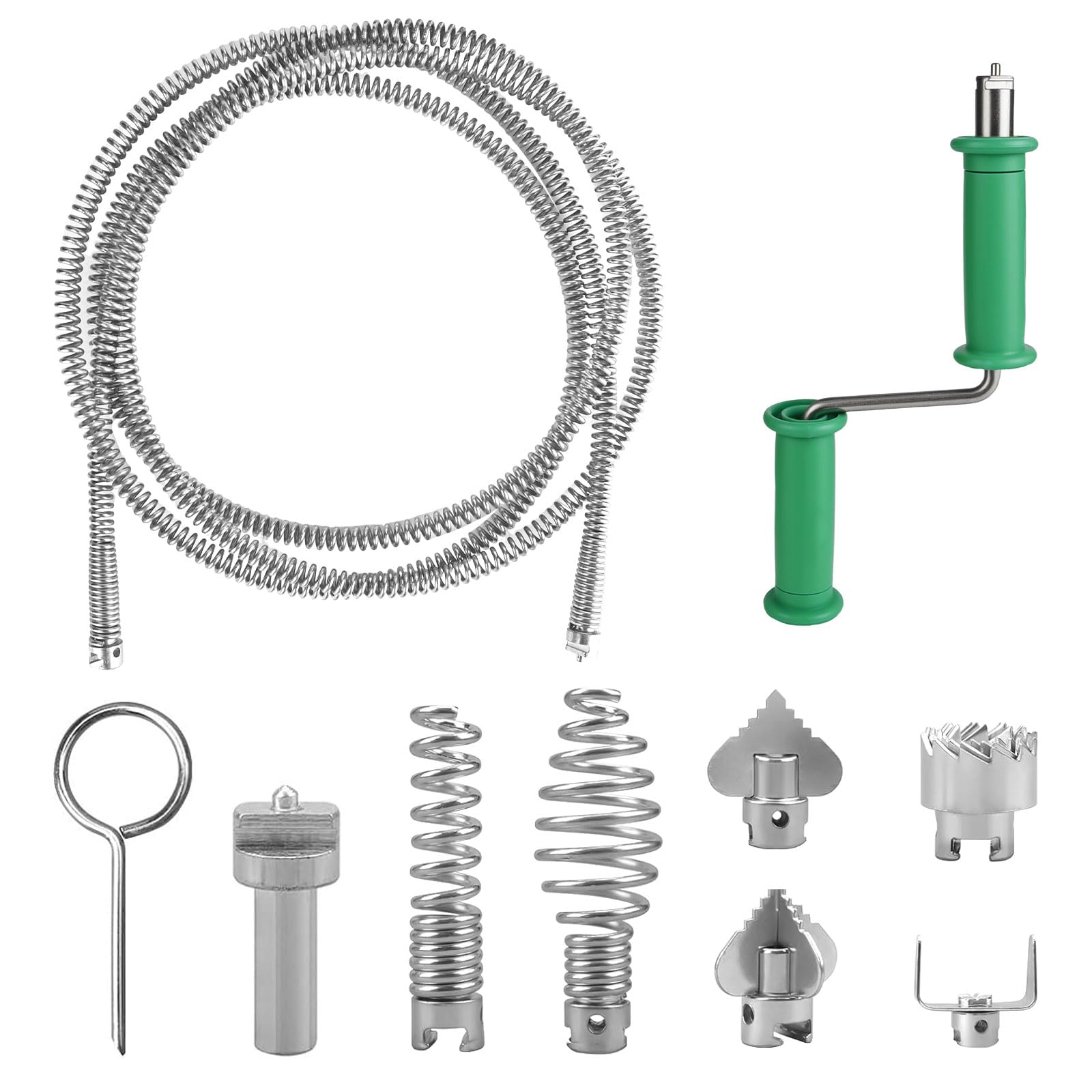 Spirala do czyszczenia rur 3 m, spiralny odpływ, czyszczenie rur 12 mm, z 6 sztukami spirali do czyszczenia odpływów, do usuwania zatkania, kanalizacji, wanny