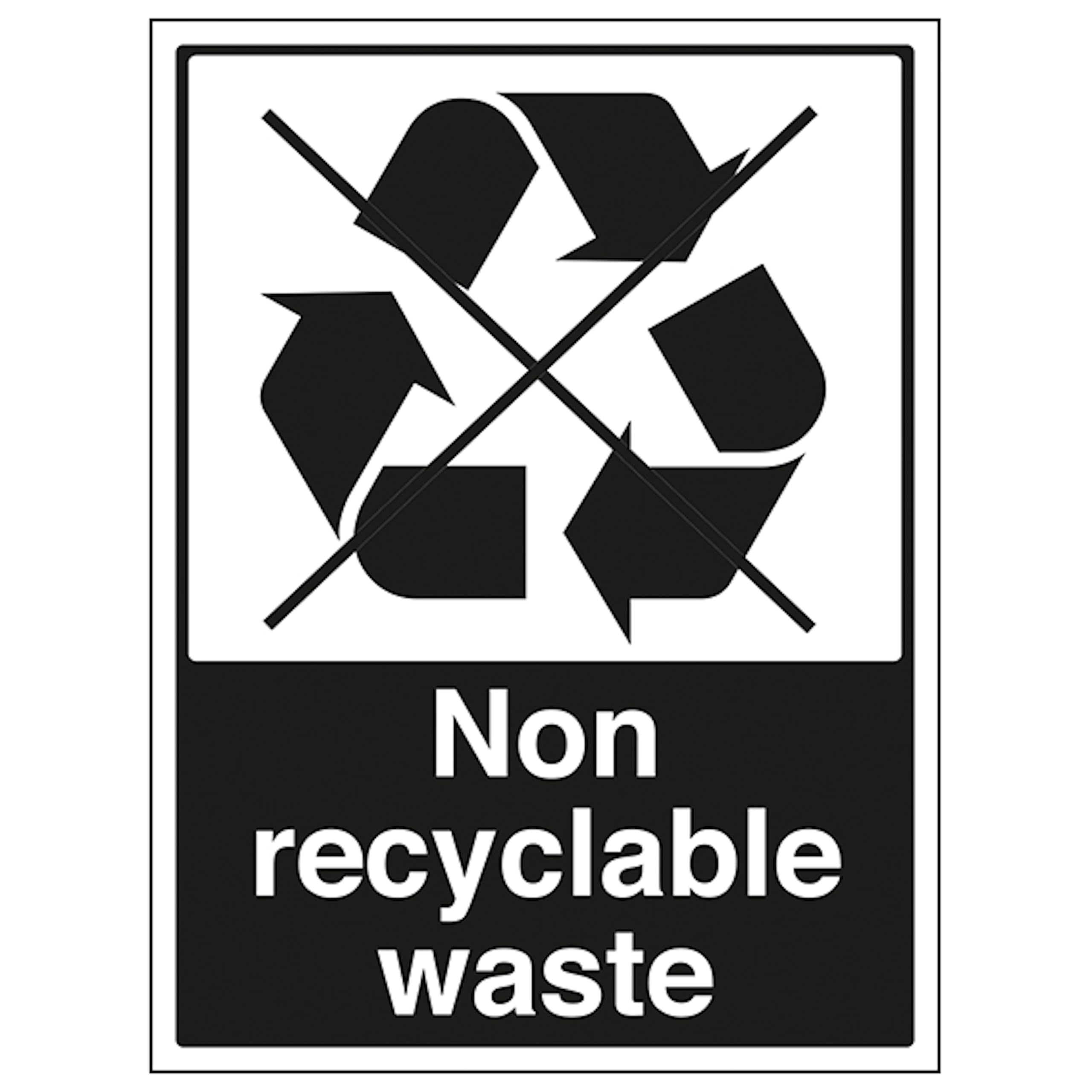 V Safety Non Recyclable Waste 200 x 300mm - 2mm Rigid Plastic Safety Sign