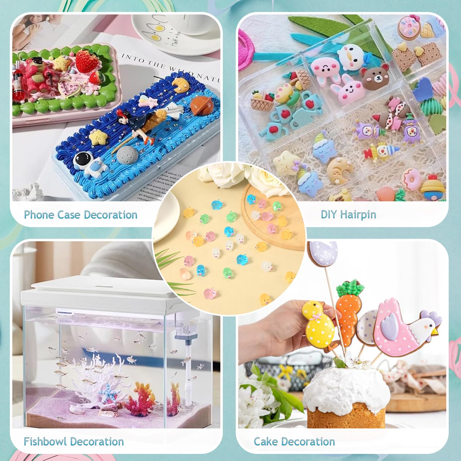 56 Piezas Mini Cerditos de Resina, Mini Cerditos Luminosos, Coloridos Mini Cerditos Resina, Pequeño Cerdito de Resina para Jardín para Casa de Muñecas, Manualidades, Macetas, Decoración de Paisajes