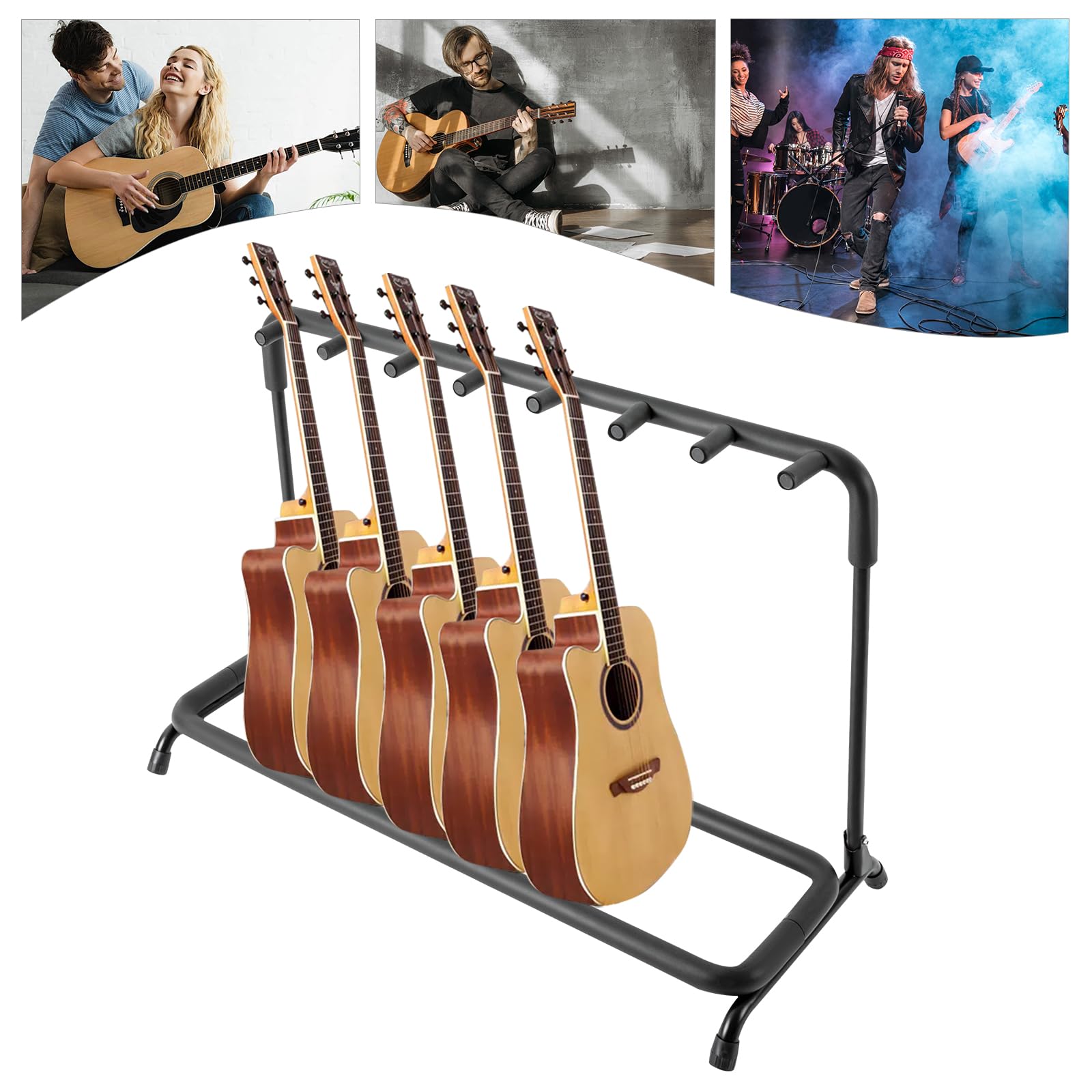 Supporto pieghevole per chitarra portatile multiplo supporto per chitarra in metallo, supporto per 7 chitarre elettriche, supporto per chitarra acustica, supporto imbottito per la casa, lo