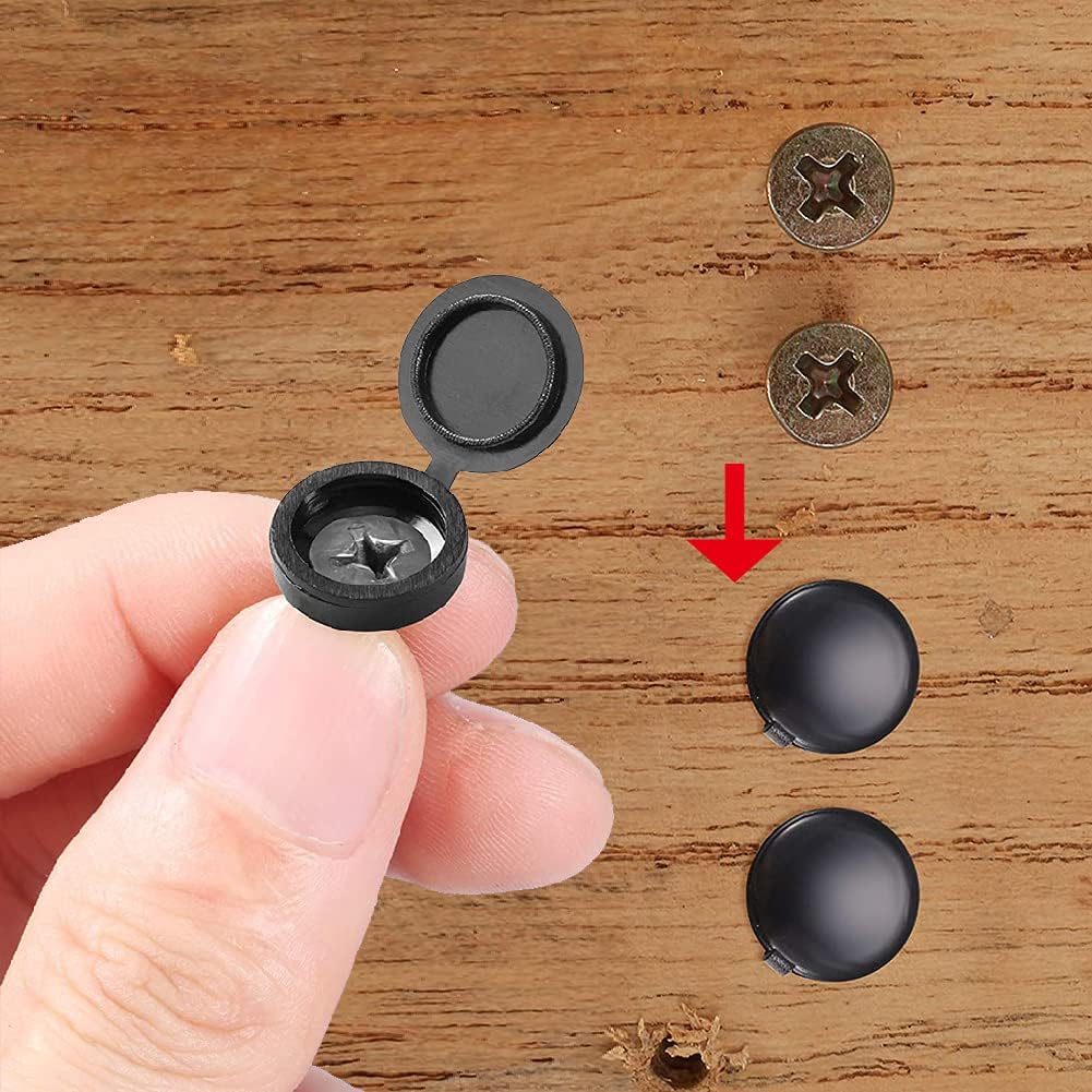 YIXISI 100 PCS Plastic Hinged Screw Cover Caps, Fold Screw Snap Covers Washer Flip Tops for Number 6/8 Screws - Image 5