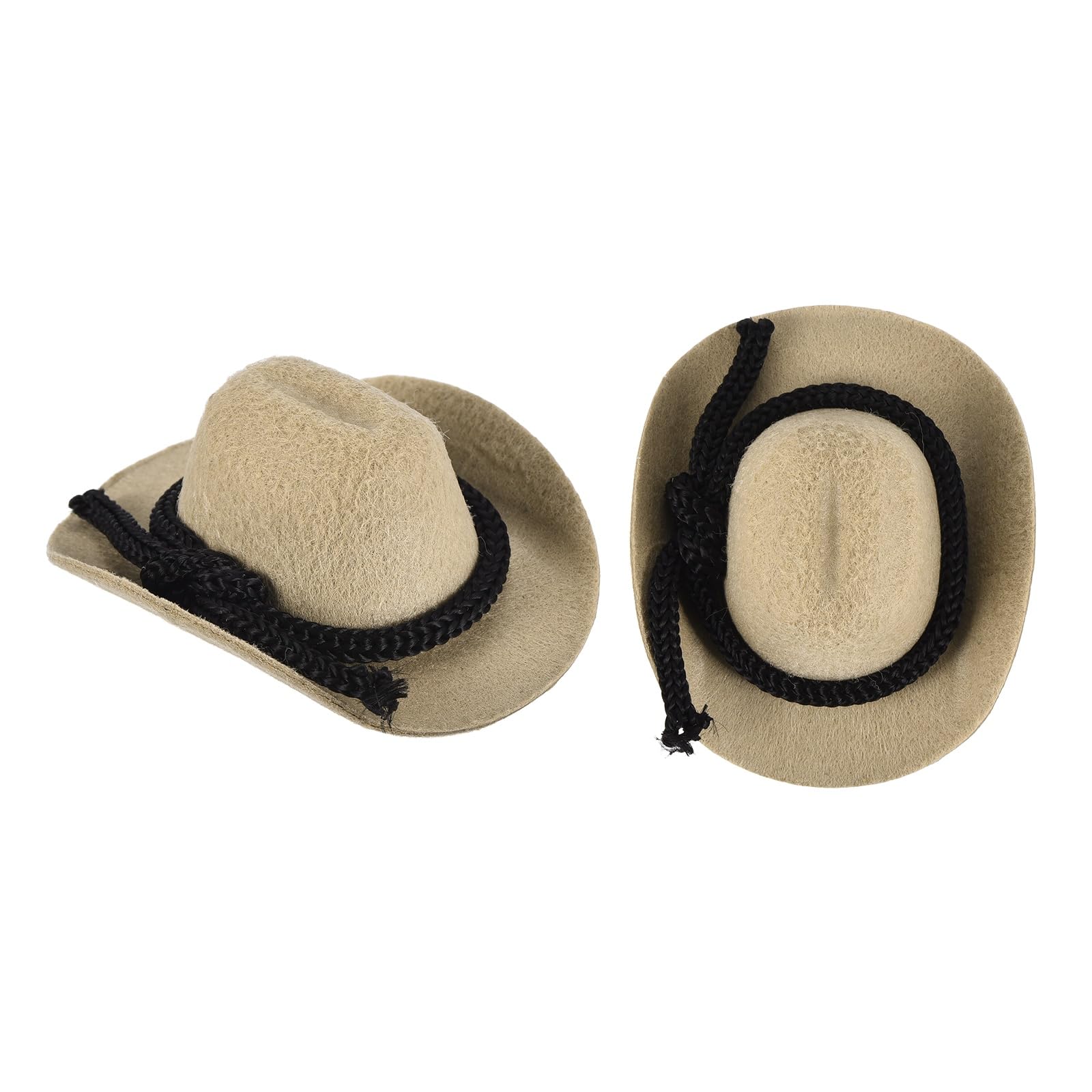 PATIKIL 2 Pcs Mini Cowboy Hats, Khaki Miniature Western Cowboy Hat Tiny Dollhouse Accessories for Crafts Dolls Wedding Party Dress Decoration Hair Accessories Snowman,2.6 x 2 x 1.2 Inch