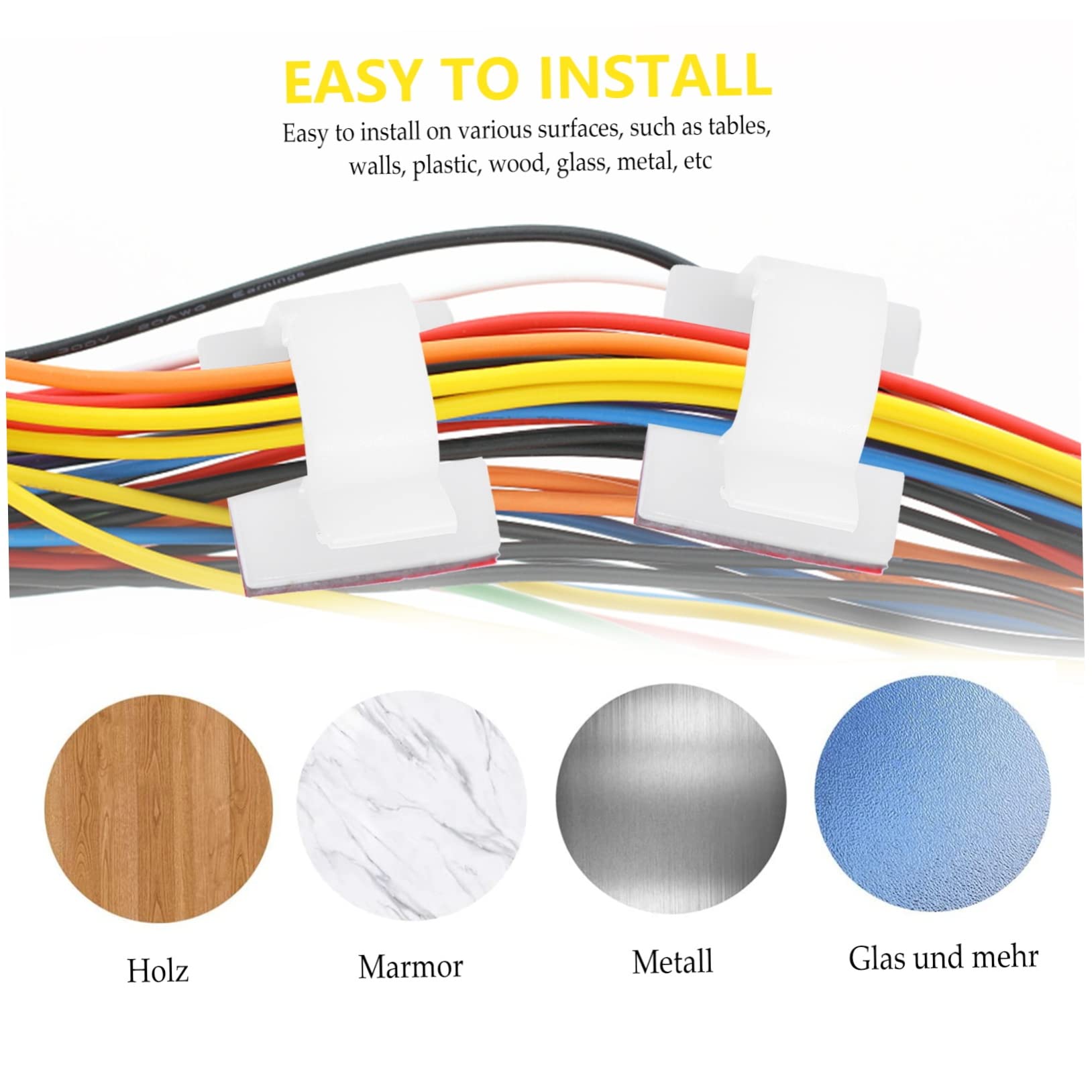 DOITOOL 3 Sätze Selbstklebende Kabelklemmen Drahtclips Wiederverwendbar Für Kabel-organizer Kabelklemmen Drahtclips Klemmen Für Das Home Office 120 Stück * 3