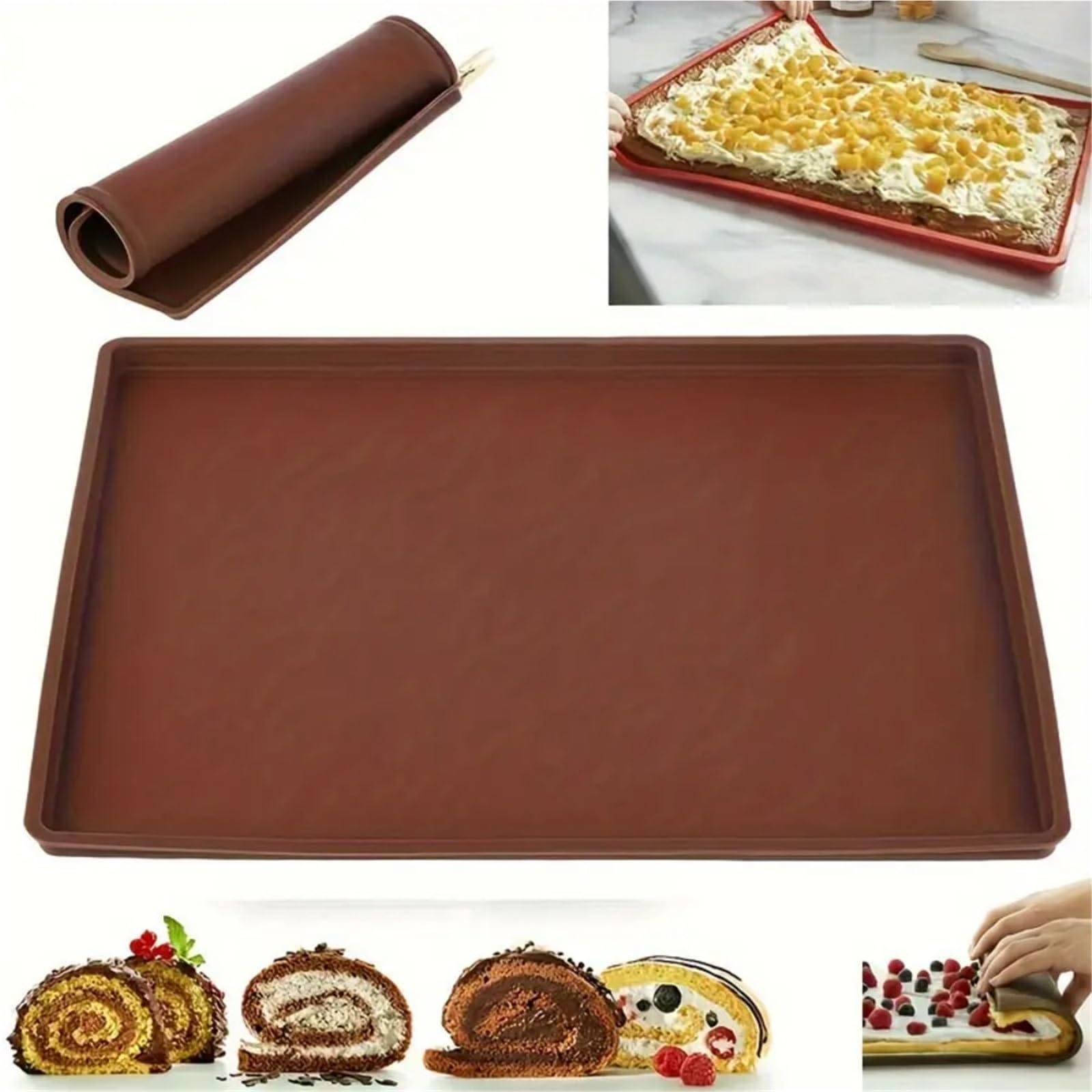 5 Stück Backen, Kuchenrollen, Gebäck, Antihaft-Formen, DIY-Backutensilien und -Werkzeuge, wiederverwendbare Backmatten, Heimküche Für Zuhause Und Bäckerei(Red)