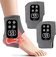TEVIKE Cordless Foot Ankle Massager with Heat Vibration for Neuropathy Plantar Fasciitis Portable 2-Pack Gray