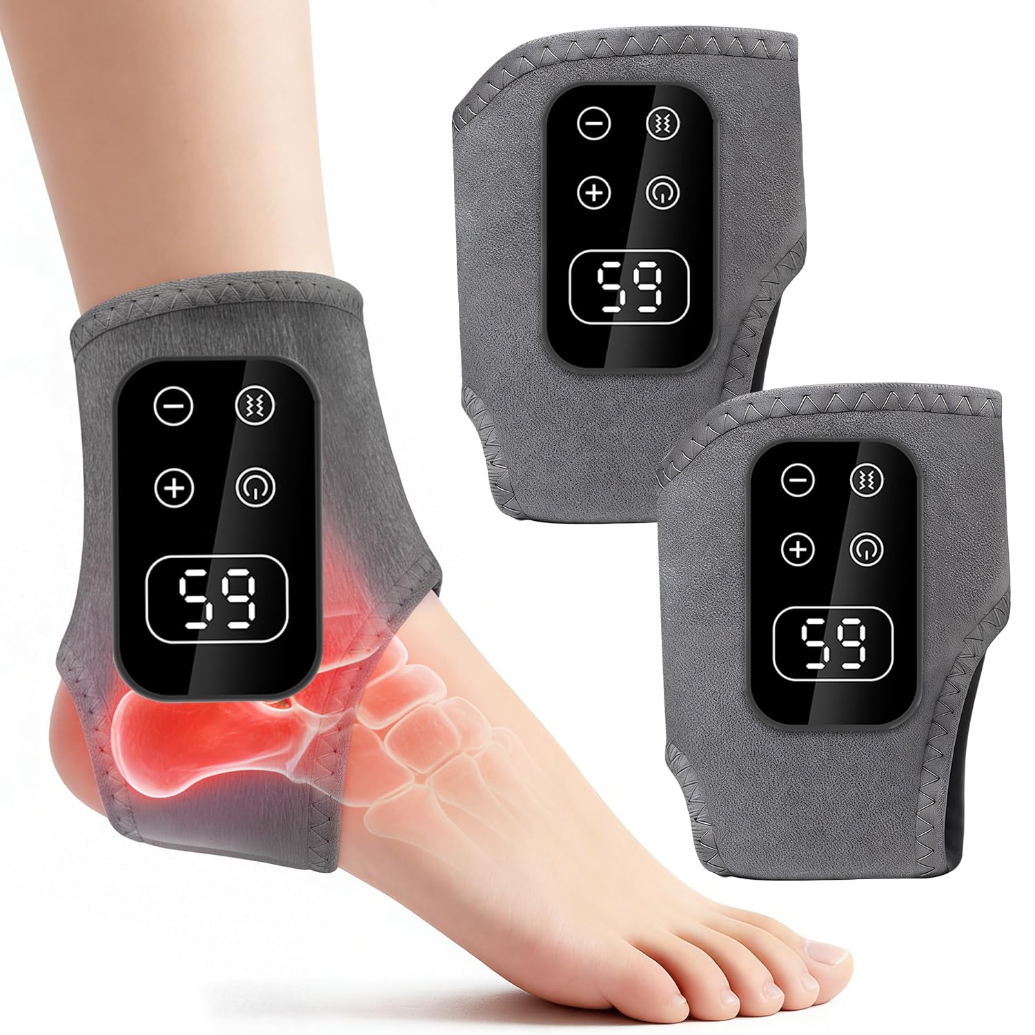 Amazon.com: TEVIKE Foot Advanced Renew Triple Method Massager for  Neuropathy and Plantar Fasciitis, Cordless Foot Massager with Heat and  Vibration, Portable for Home Travel UseGray 2pcs : Health & Household