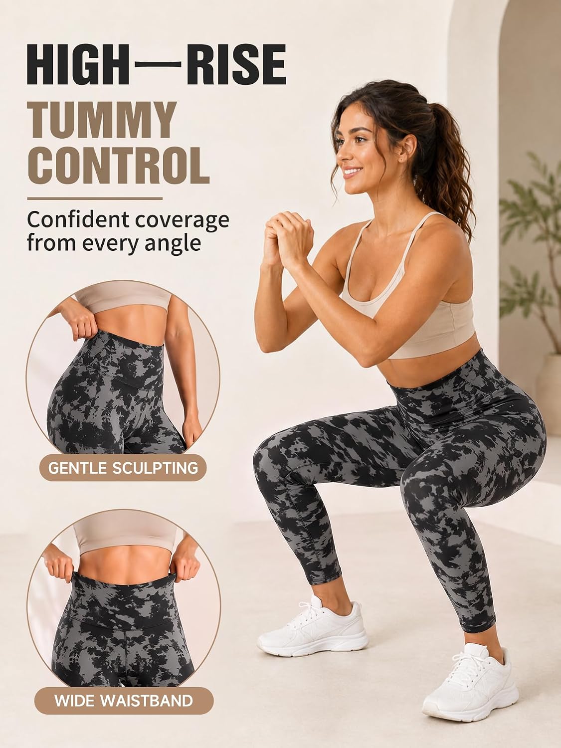 Blue Breath Leggings for Women High Waisted, Buttery Soft Yoga Pants, Non See Through Light Tummy Control Athletic Pants image 3