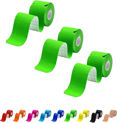 Vista 30 de Cinta de kinesiología precortada, 3 rollos, cinta deportiva atlética para soporte de articulaciones musculares, 60 tiras para rodilla, tobillo