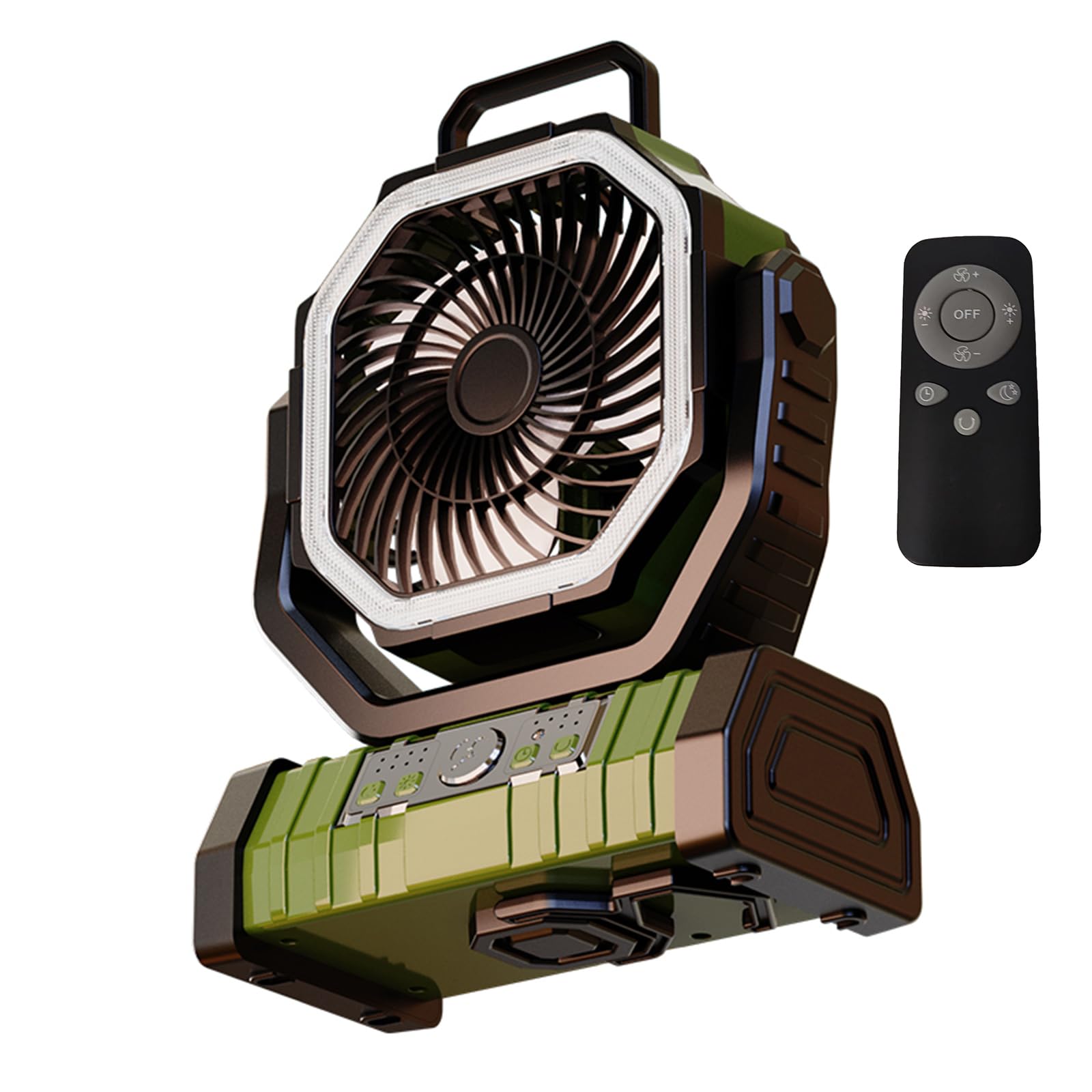 Ventilatore per tenda con luce a LED, alimentato a batteria, ricaricabile tramite USB, 20000 mAh, potente per campeggio e interruzioni di corrente, ventilatore ricaricabile