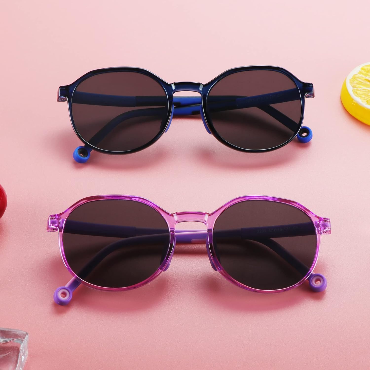 LifeArt 2 Pack Kids Sunglasses UV Protection Flexible Shades with Strap for Boys and Girls Age 3-12