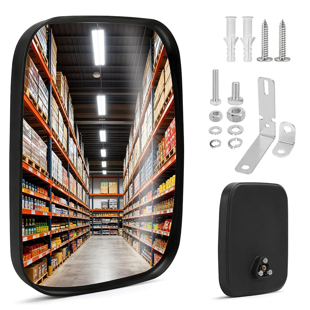 Miroir Convexe, NAVESO 19 x 16 cm Miroir Routier Réglable, Grand Angle Miroirs Sortie Garage pour Allées, Hôpitaux, Magasins, Miroirs de Circulation en Acrylique pour Intérieur et Extérieur