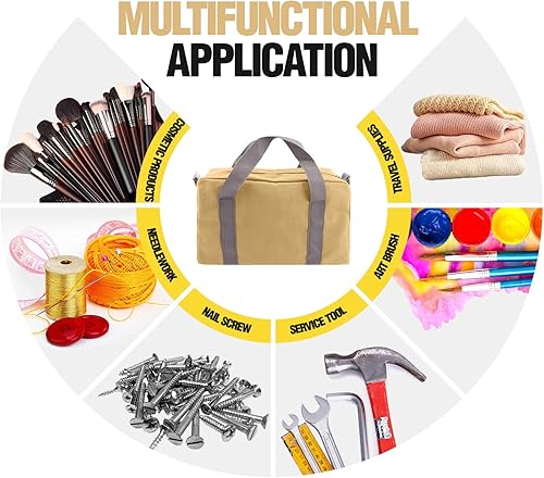 Miniatura 4 de Bolsa de herramientas pequeña, bolsa de almacenamiento de herramientas de lona, gran capacidad, multiusos, con cremallera, bolsa organizadora suave