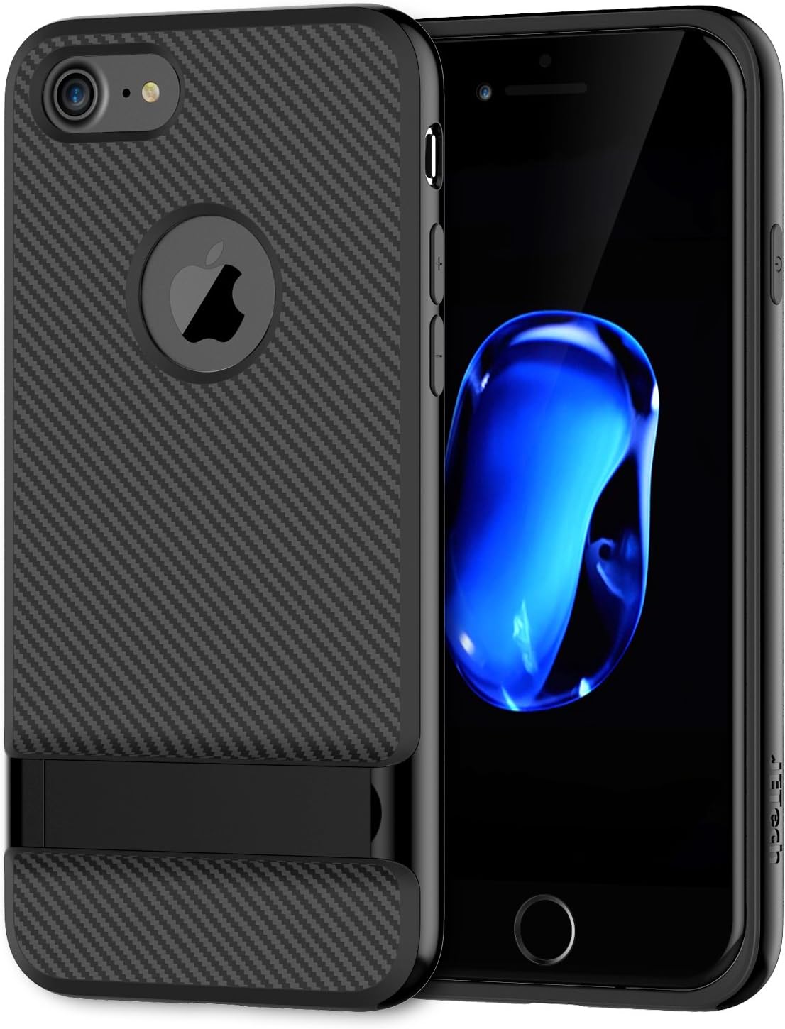 JETech Case for iPhone 8 iPhone 7 with Microfiber and Self Stand (Black)