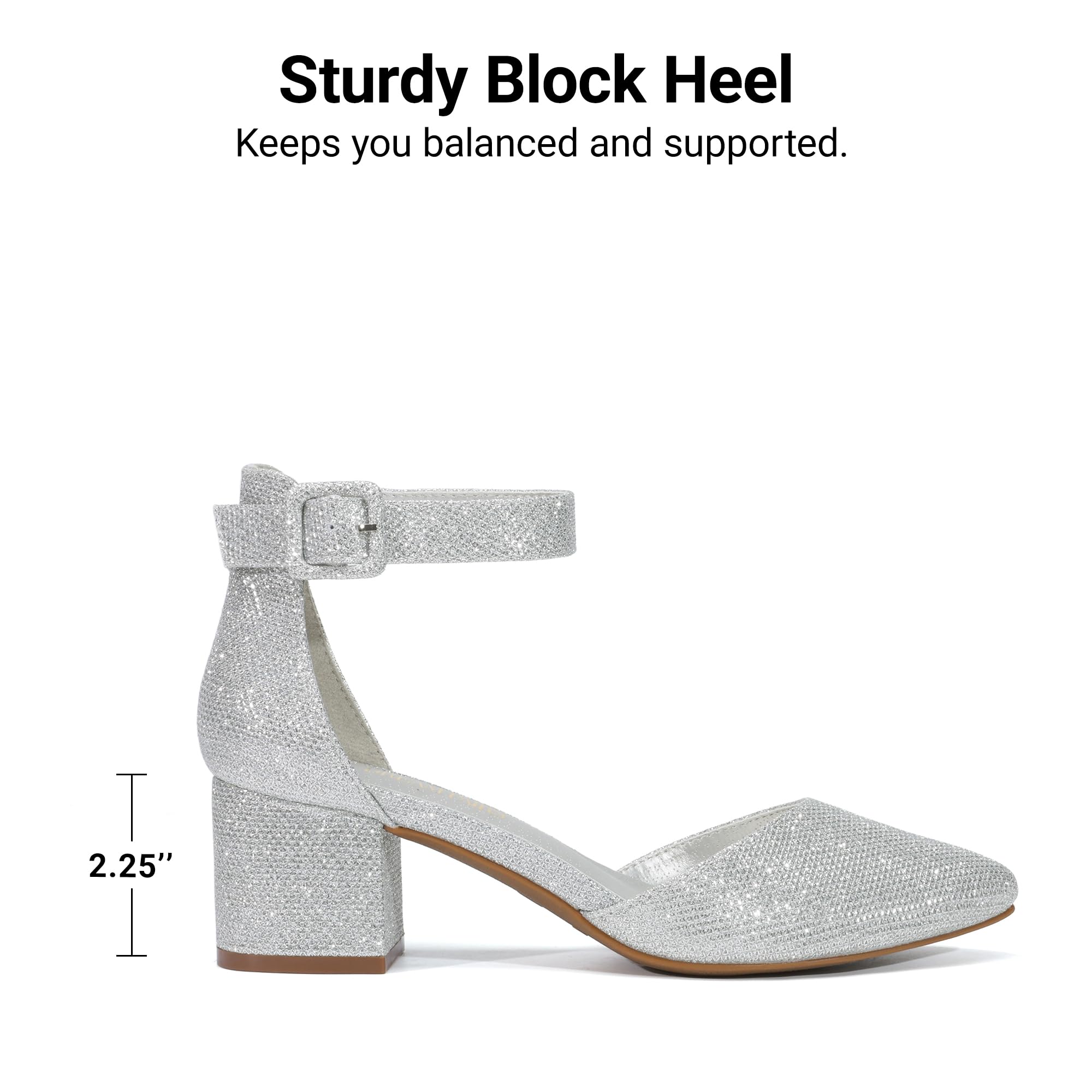 DREAM PAIRS Escarpins Femme à Talon Bloc avec la Semelle Extérieure Antidérapante TPR et Boucle Réglable Chaussure Confortable Classique