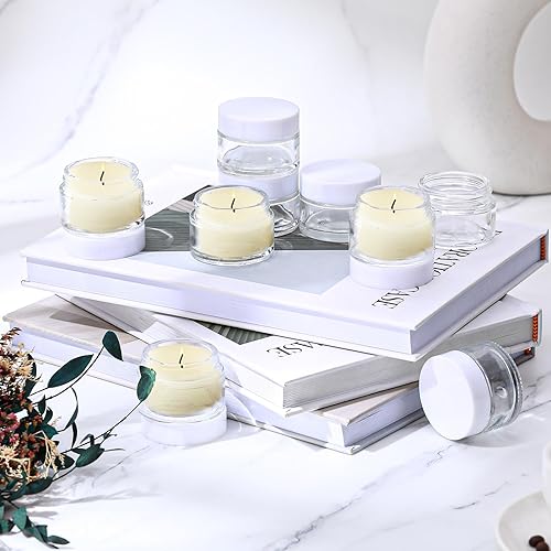 Miniatura 6 de Domensi 100 tarros de vidrio transparente de 1 onza con tapas, tarros redondos de vidrio para cosméticos, pequeños recipientes de viaje con forro