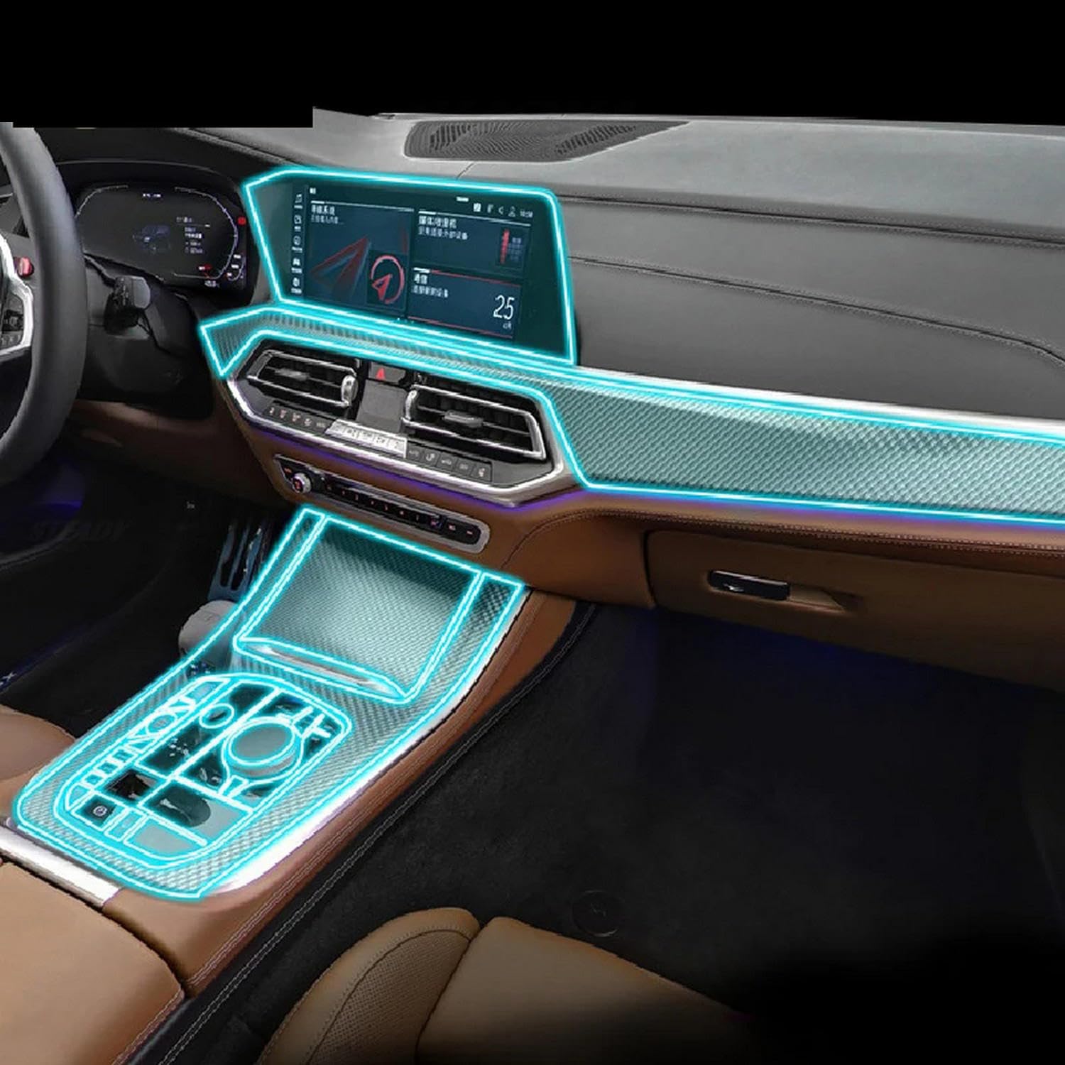 Film protecteur transparent en TPU pour console BMW X6M F96 2020-2022
