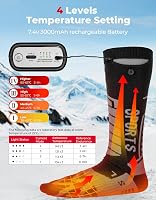 KEMIMOTO Fűthető Zokni Elektromos Fűtéssel, Applikációs Távirányítással, 7.4V USB Akkumulátoros Melegítő Zokni Férfi Női Túrázás Síelés 2