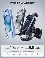 Vista 5 de Lamicall Soporte de teléfono para bicicleta, soporte de teléfono para motocicleta, soporte ajustable para teléfono celular, clip para manillar