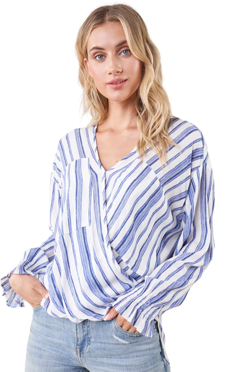Sugar Lipswomens Mikal Striped Surplice Top Blouse