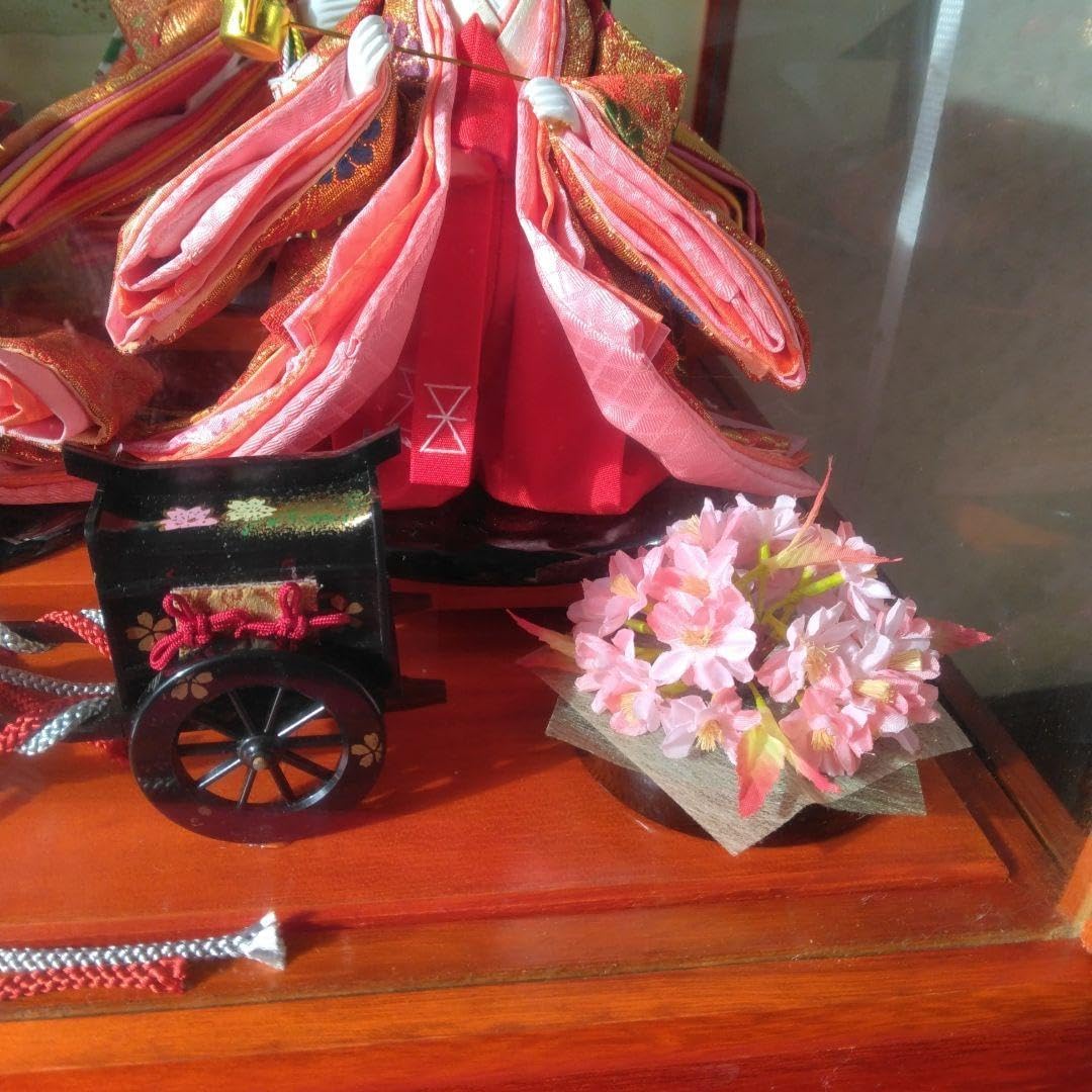 親王飾しあわせ雛オルゴール付き ひな人形 宝山作 ガラスケース飾り