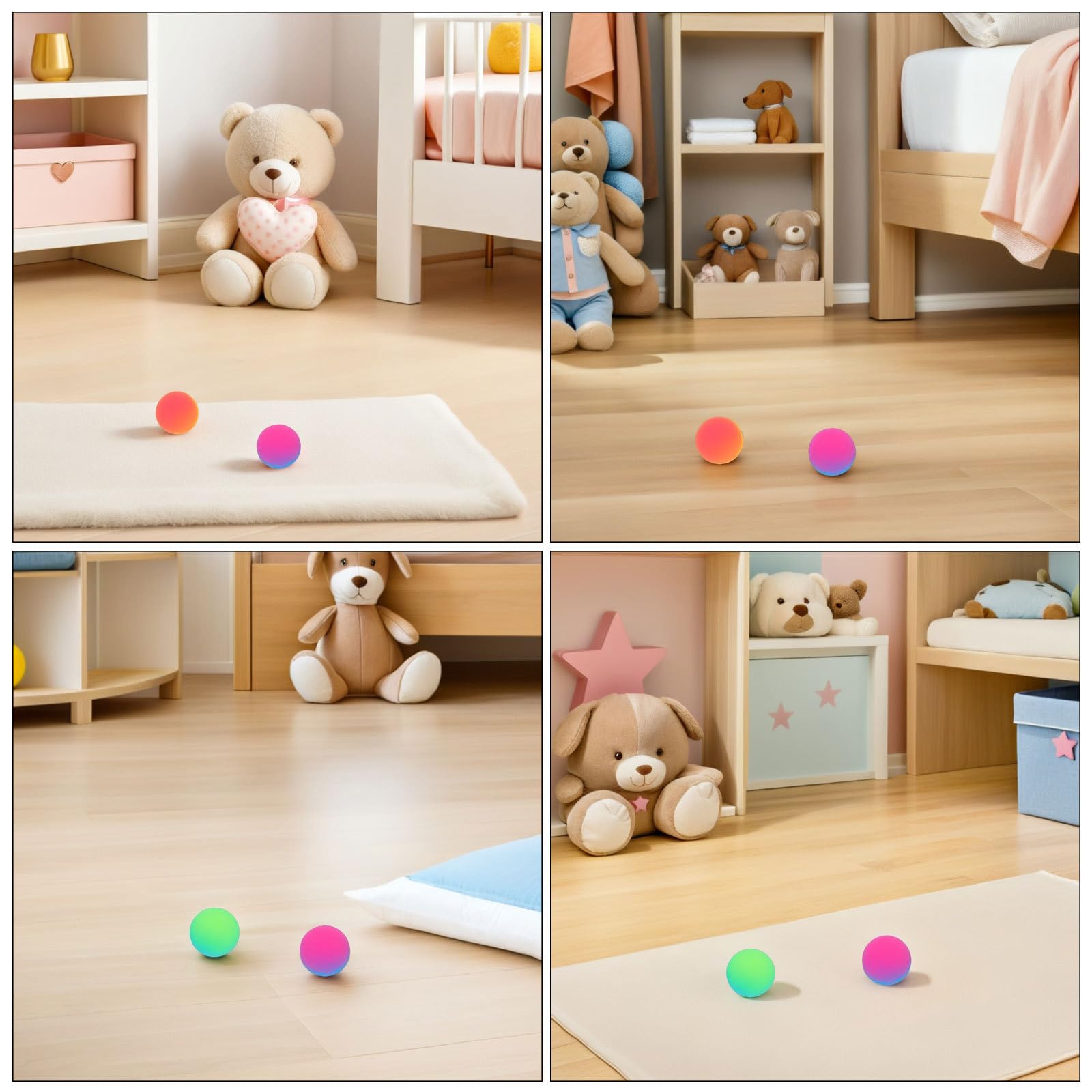 Gatuida Palline Rimbalzanti Bicolore 45 Mm Set 18 Unitá per Bambini Superficie Satinata per Feste e Bomboniere Elastiche e Resistenti Colore Casuale