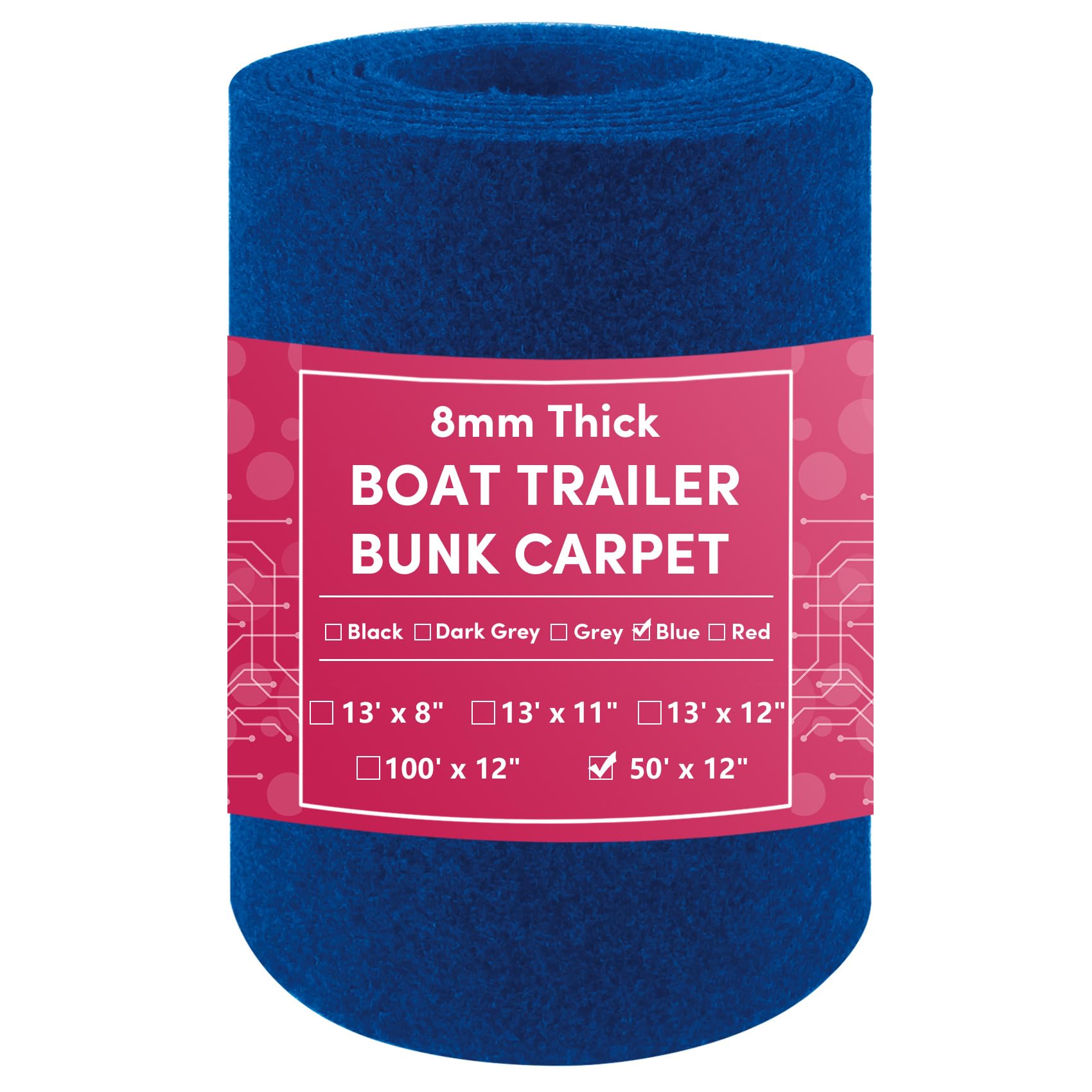 VEITHI Boat Trailer Bunk Carpet Blue,12 inch x 50 feet Trailer Bunk Carpet Trailer Bunk for Jet Ski Ramps