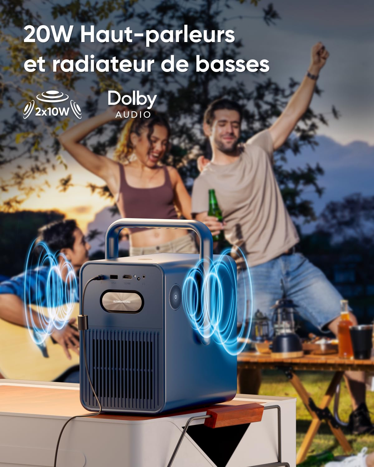 ULTIMEA Vidéoprojecteur Android TV 11.0 avec Netflix, Videoprojecteur 4K Portable, Dolby Audio, 1000 ANSI, Basses Profondes, Home Cinéma, Vidéo Projecteur 1080P Extérieur WiFi Bluetooth, Poseidon E40