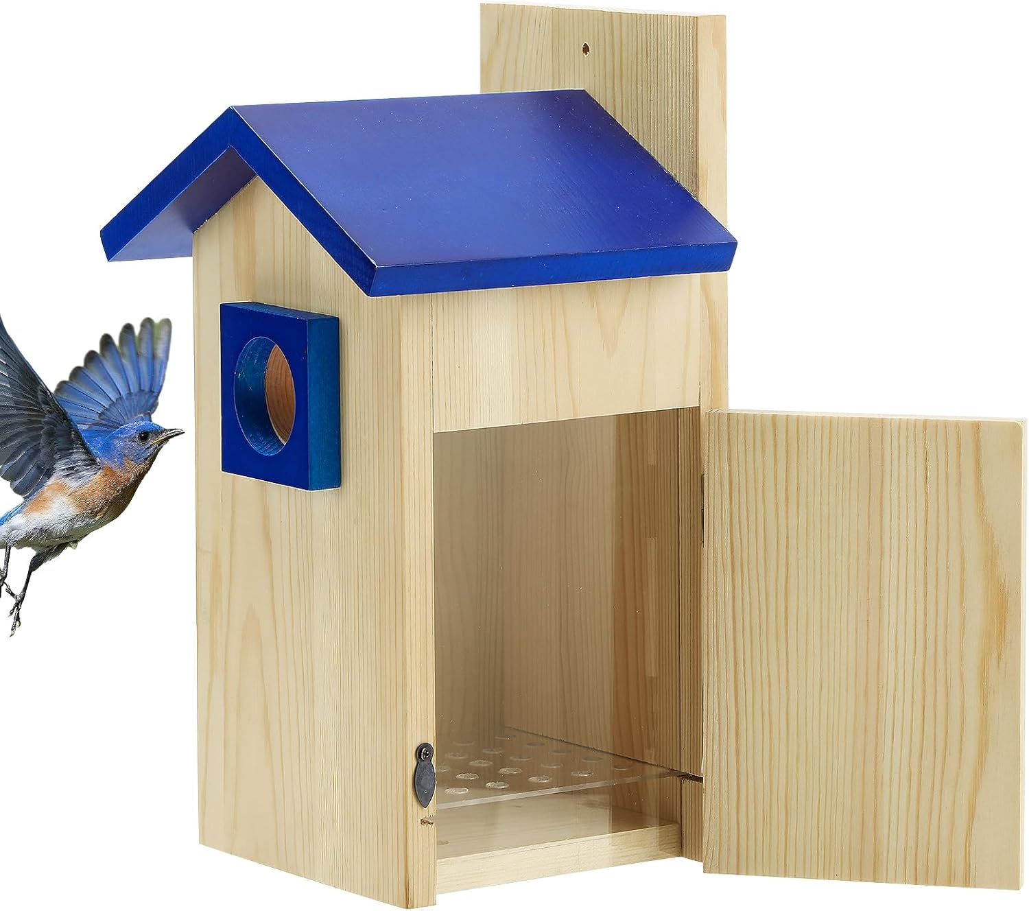 Blue Roof Bluebird House for Outside