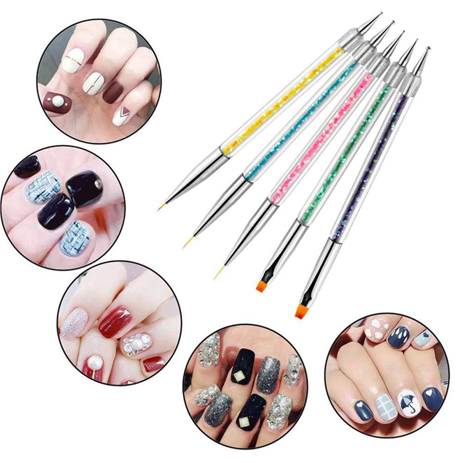 Pennelli Unghie 5 pezzi di penna for nail art, disegno, liner, pennelli, gel, pittura, accessori for manicure