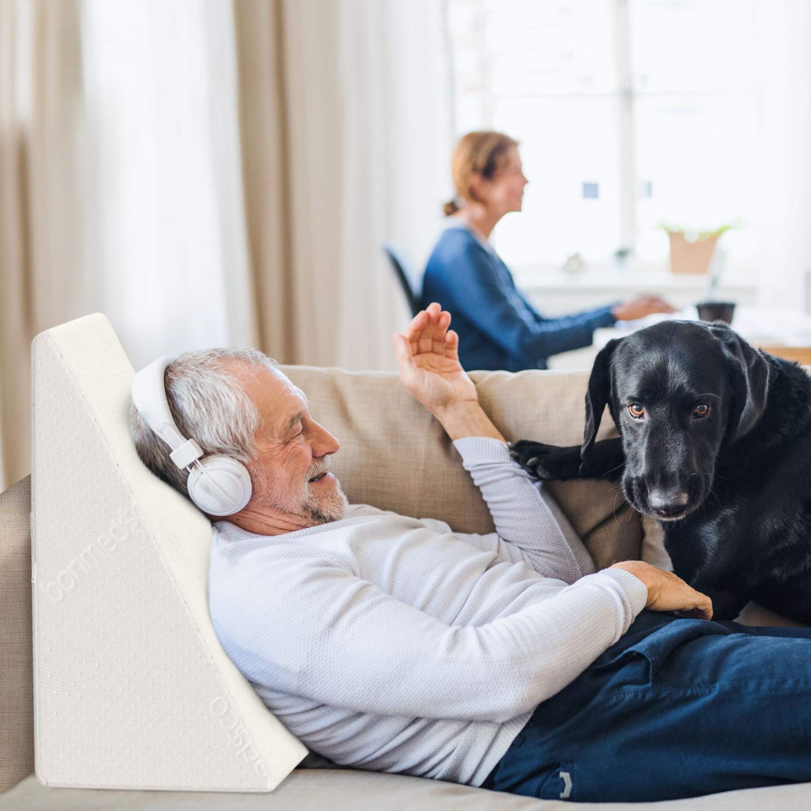 bonmedico Keilkissen Bett & Couch Rückenkissen u. Beinkissen - Bequemes Lesekissen, Kniekissen, Venenkissen für Entspannung u. Schwangerschaft - Reflux Kissen - Faltbar - Wellness | Bequemes Lesekissen, Kniekissen, Venenkissen für Entspannung u. Schwanger