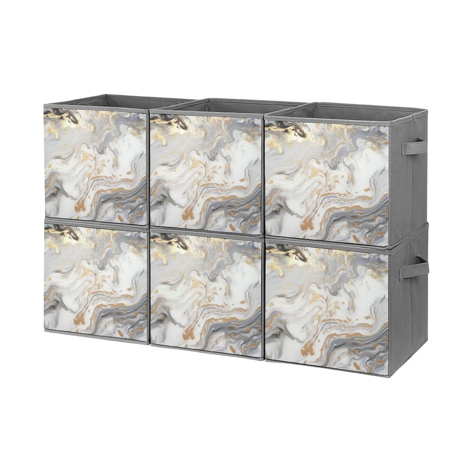 Boîtes de rangement pliables marbre jaune pour optimiser vos placards