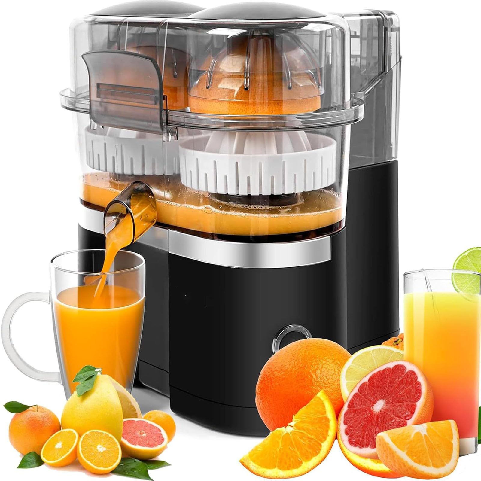Aethelwyn Dual Orange and Lemon Squeezer, Efficient Squeezing Machine, Electric Juicer Machine for Tomatoes, Grapes, Lime, Grapefruit