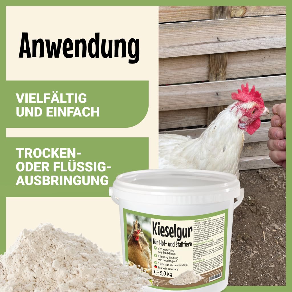 ziemia okrzemkowa w proszku 5,0 kg naturalny produkt do pielęgnacji zwierząt gospodarskich i zwierząt gospodarskich – szczególnie odpowiedni dla kur i drobiu